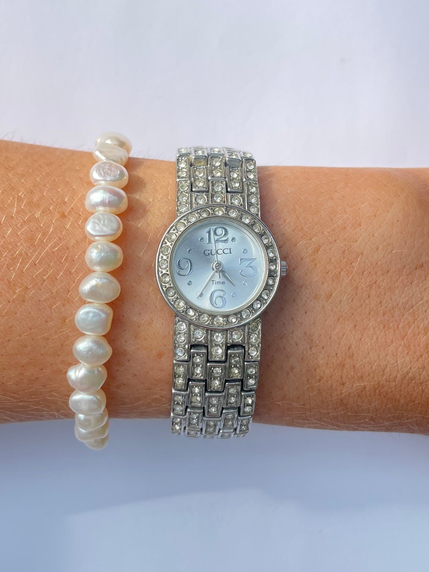 Diamanté Silver Faux Gucci Watch