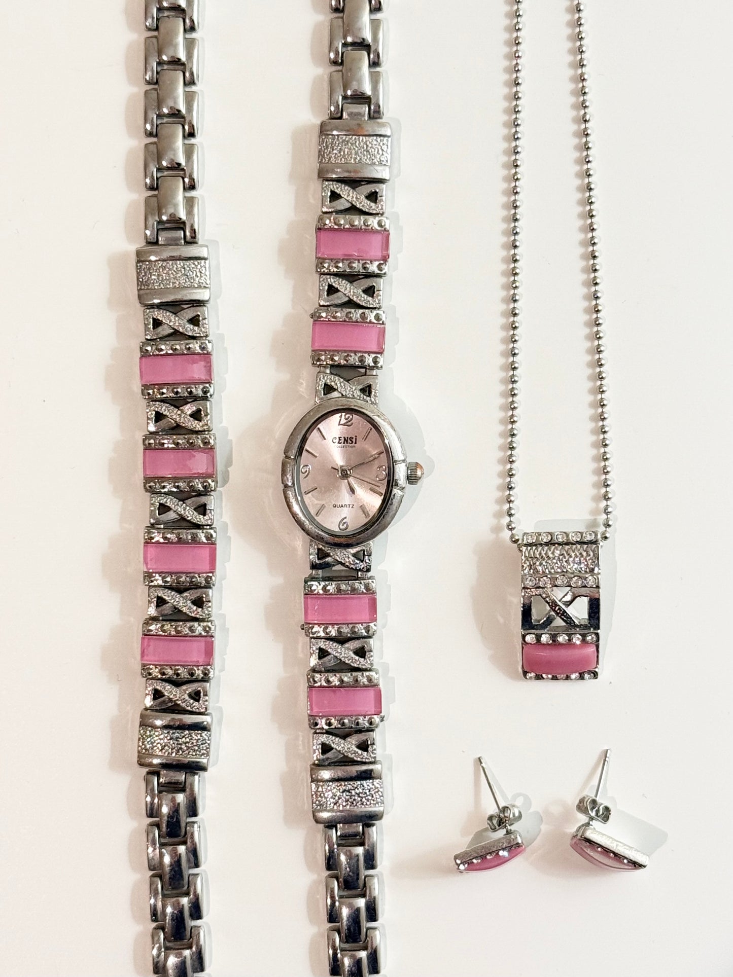 The Pink Censi Watch, Bracelet, Earrings & Necklace Set