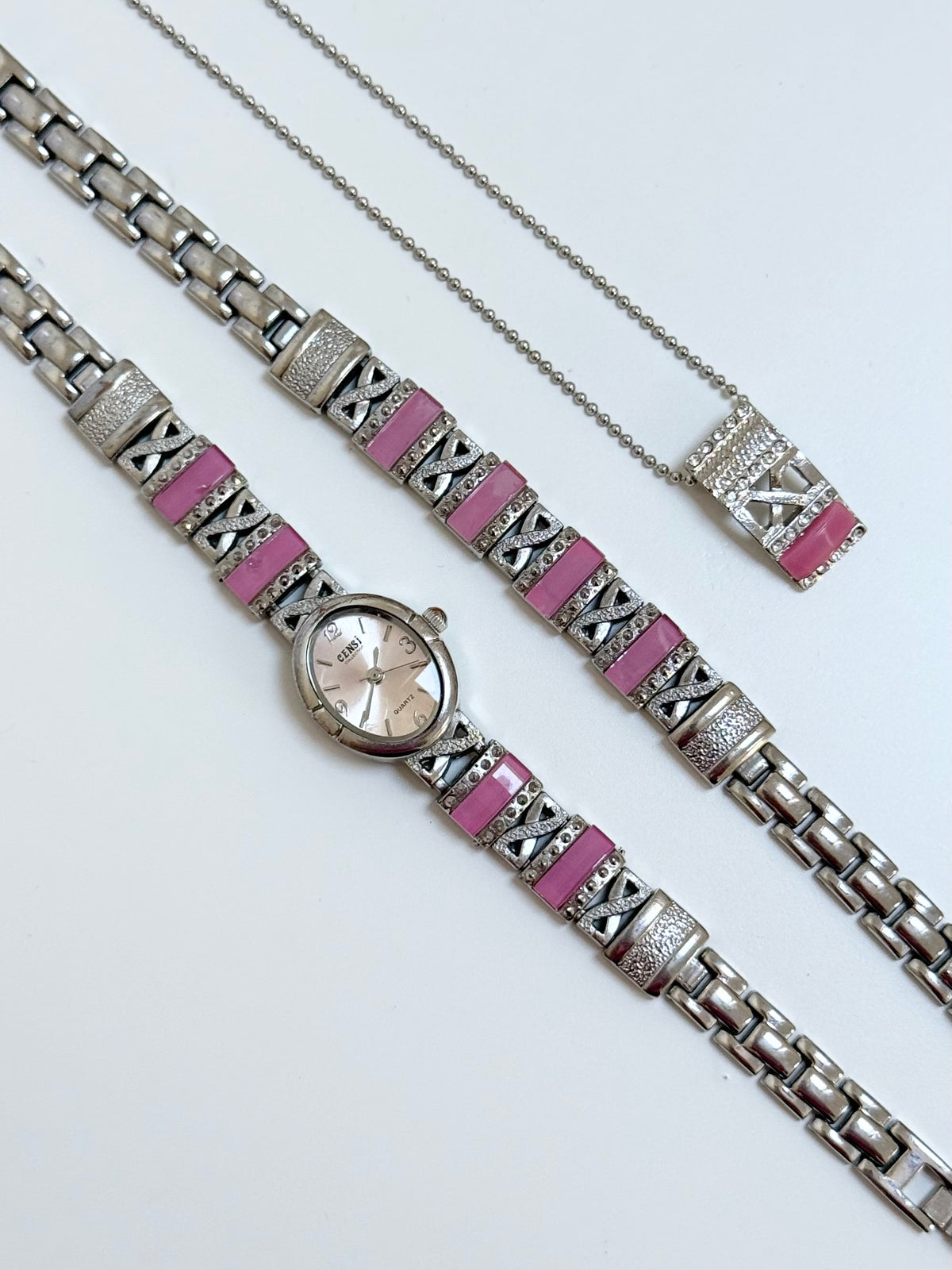 The Pink Censi Watch, Bracelet & Necklace Set