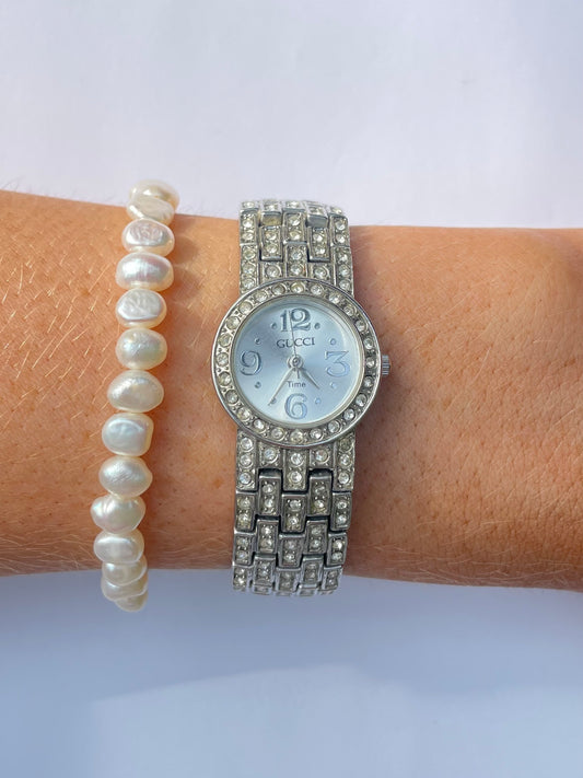 Diamanté Silver Faux Gucci Watch