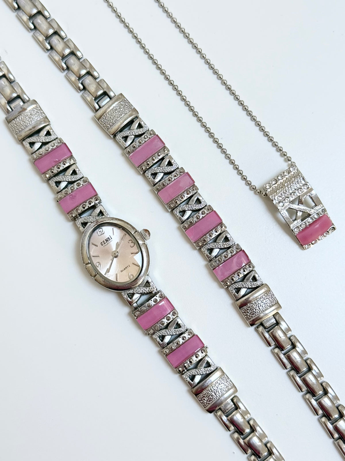 The Pink Censi Watch, Bracelet & Necklace Set