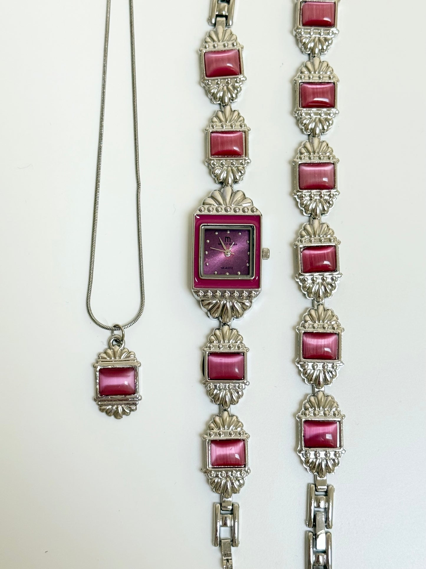 The Marco Roma Pink Watch, Bracelet & Necklace Set