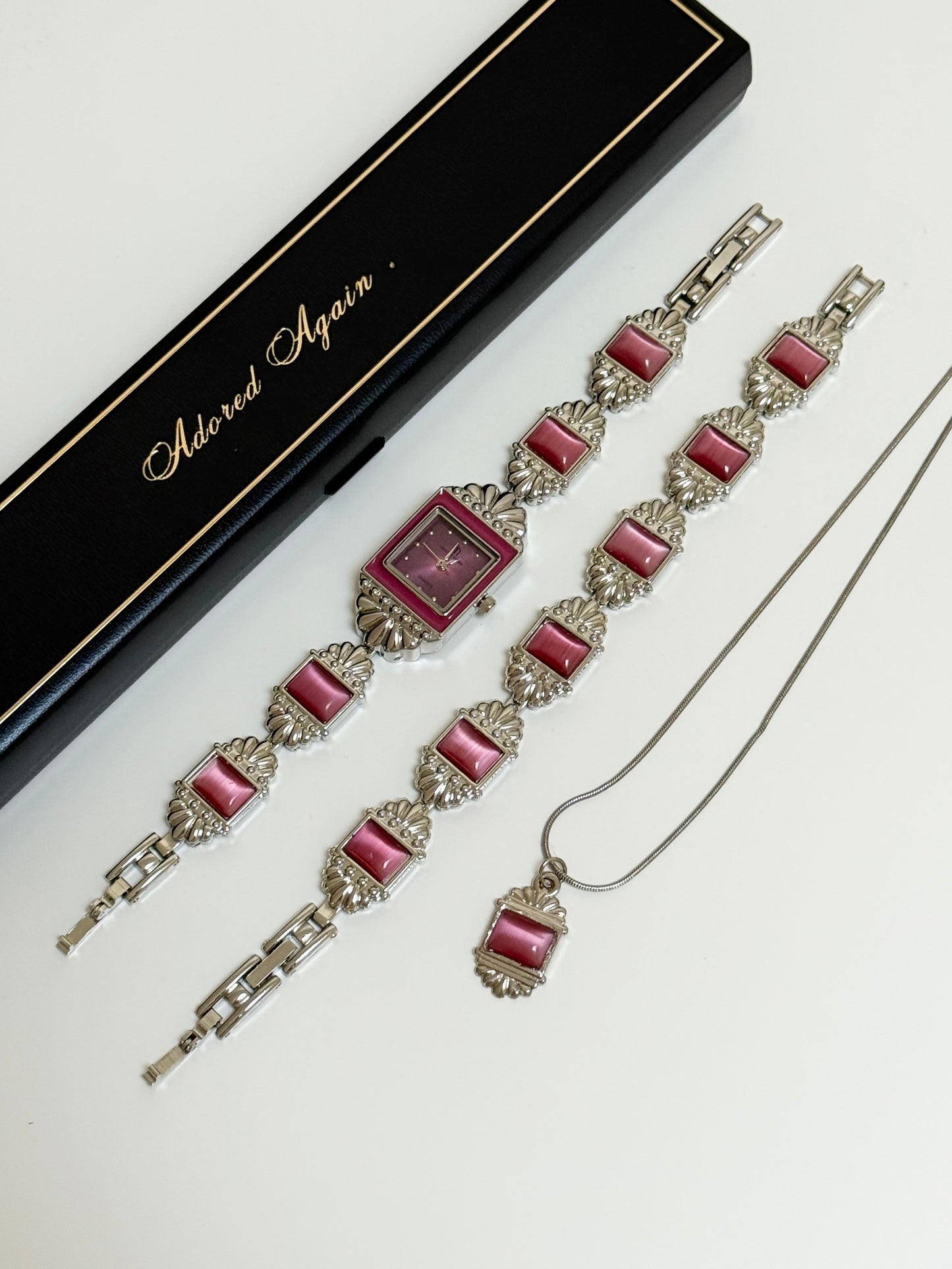 The Marco Roma Pink Watch, Bracelet & Necklace Set