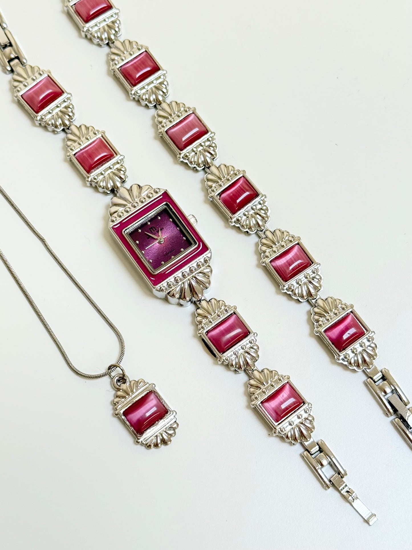 The Marco Roma Pink Watch, Bracelet & Necklace Set